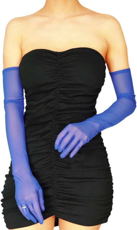 Women's Super Long Sheer Gloves 1920s Mesh Tulle Gloves for Opera Christmas Costume Party Dance Bridal