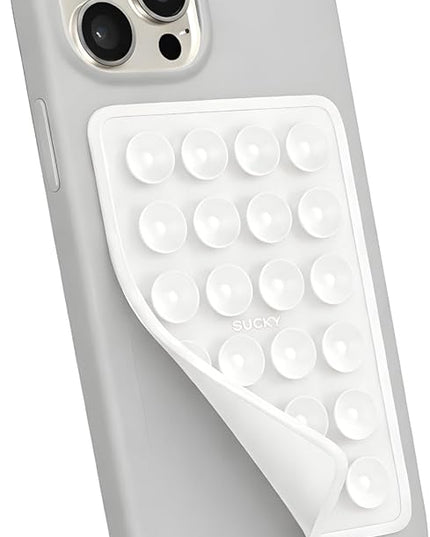 Suction Phone Case Mount, Phone Sticky Grip for iPhone and Android, Adhesive Phone Accessory, Hands-Free Mirror Shower Phone Holder for Videos and Selfies (White)