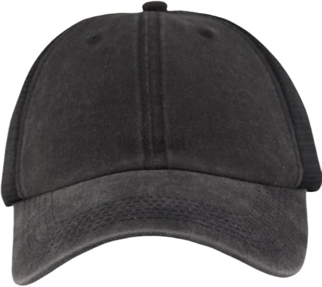 Vintage Washed Soft Crown Baseball Cap Plain Snapback Trucker Hat Men Women Adjustable Distressed Mesh-Back Ball Cap