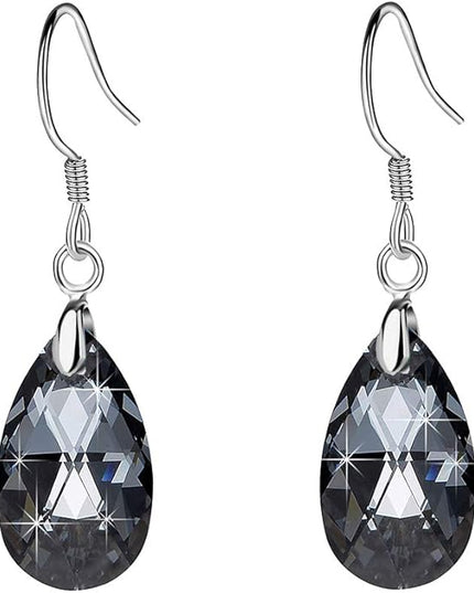 Teardrop Austrian Crystal Drop Dangle Earrings for Women 925 Sterling Silver Hook Hypoallergenic Jewelry