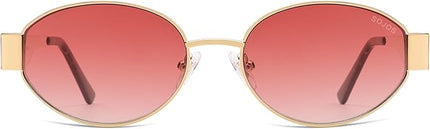 SOJOS Retro Oval Sunglasses for Women Trendy Classic Shades UV400 Protection SJ1256