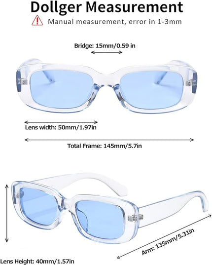 Dollger Rectangle Sunglasses for Women Men Trendy Retro Fashion Sunglasses UV 400 Protection Square Fram