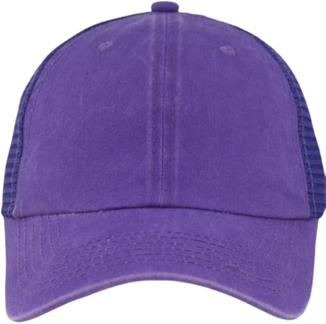 Vintage Washed Soft Crown Baseball Cap Plain Snapback Trucker Hat Men Women Adjustable Distressed Mesh-Back Ball Cap