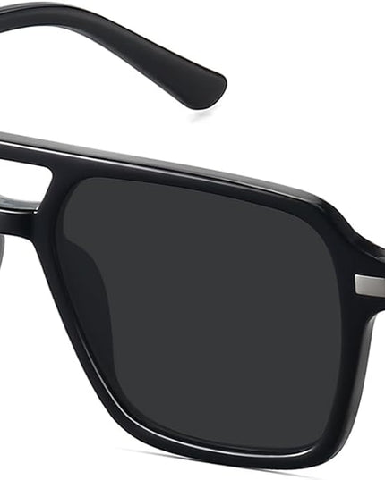 Retro Aviator Sunglasses for Women Men Trendy Classic Square 70s 80s 90s Vintage Shades Double Bridge Aviators FZN813