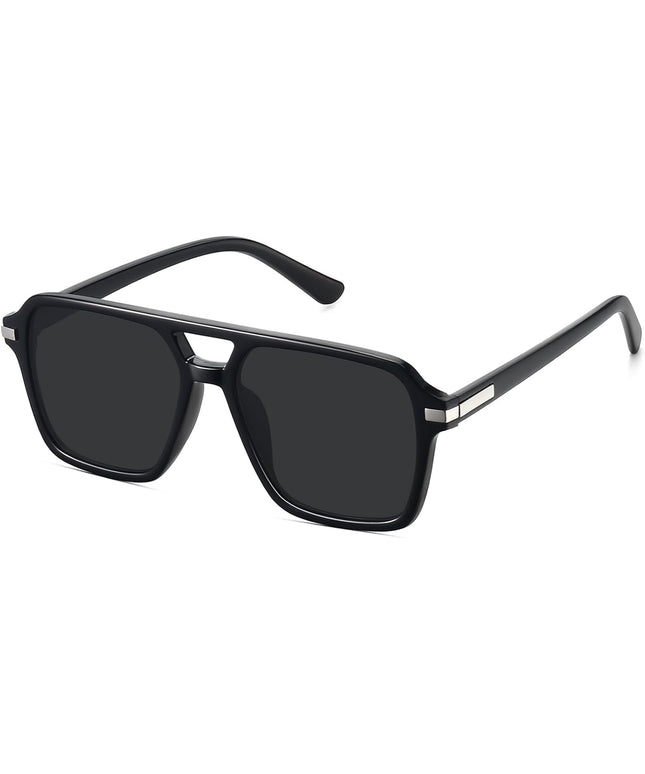 Retro Aviator Sunglasses for Women Men Trendy Classic Square 70s 80s 90s Vintage Shades Double Bridge Aviators FZN813
