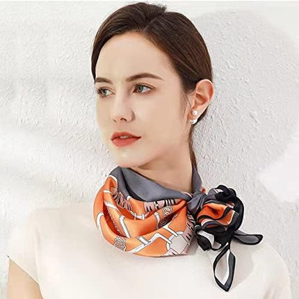 ANDANTINO 100% Real Mulberry Silk Scarf -21'' x 21''- Lightweight Neckerchief –Women Men Small Square Digital Printed Scarves