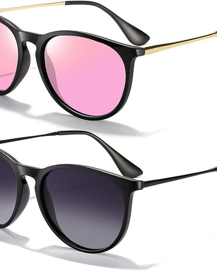 CHBP Sunglasses Womens Men Polarized UV Protection Trendy Vintage Retro Round Mirrored Lens Sunglasses For Women