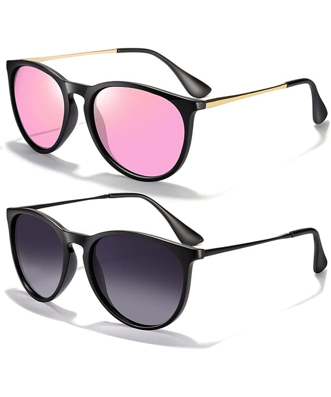 CHBP Sunglasses Womens Men Polarized UV Protection Trendy Vintage Retro Round Mirrored Lens Sunglasses For Women