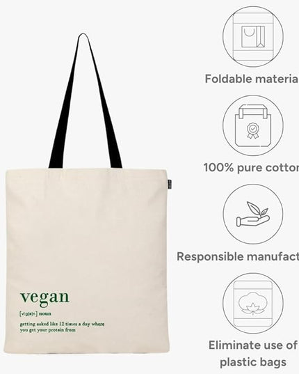 Eco Right Tote Bag for Women, Reusable Grocery Bag, Canvas Tote Bag for Shopping, Cotton Bag for Daily Use, Gifts for Women