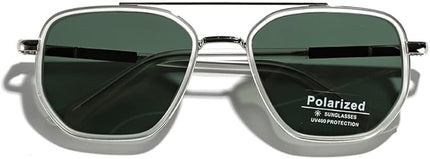 Polarized TR90 Sunglasses Vintage Square Flattop Sun Glasses Double Bridge Metal UV400 Eyewears