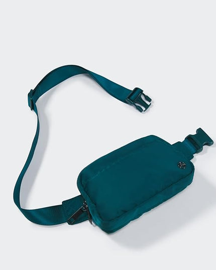 Pander Everywhere Belt Bag for Women, 5 Zipper Pockets Nylon Crossbody Fanny Pack Purse (Teal Blue)