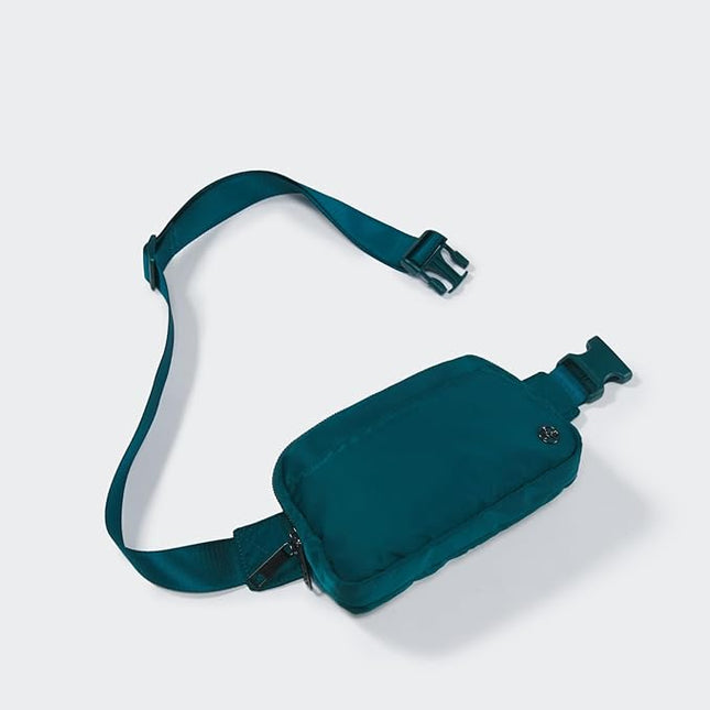 Pander Everywhere Belt Bag for Women, 5 Zipper Pockets Nylon Crossbody Fanny Pack Purse (Teal Blue)