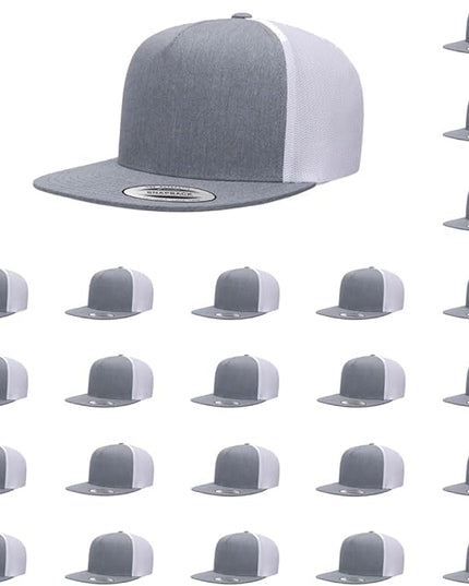 Yupoong 5-Panel YP Classic Trucker Cap | High Profile Flat Visor Snapback | OSFM | Bulk Packs Available