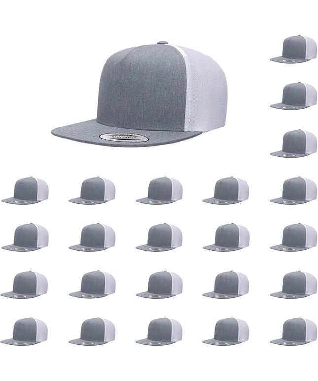 Yupoong 5-Panel YP Classic Trucker Cap | High Profile Flat Visor Snapback | OSFM | Bulk Packs Available