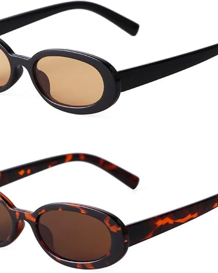 90s Sunglasses for Women Men Retro Small Oval Sunglasses