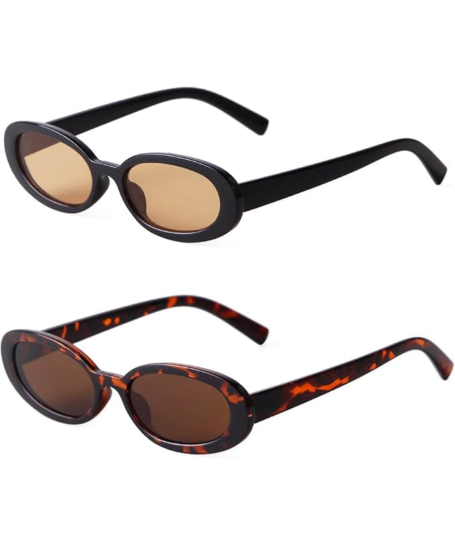 90s Sunglasses for Women Men Retro Small Oval Sunglasses