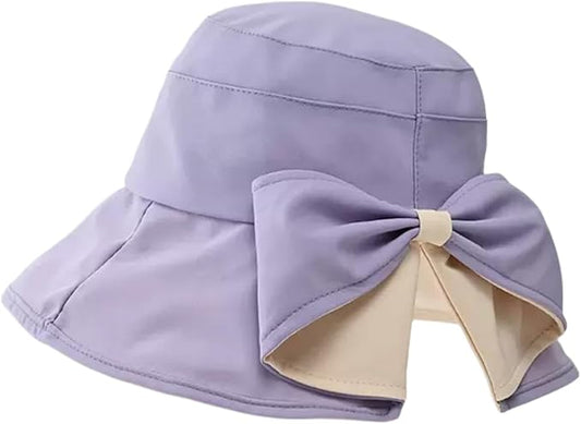 Womens Wide Brim Sun Hats UPF50+ UV Packable Beach Hat Summer Bow Decoration Bucket Cap for Travel