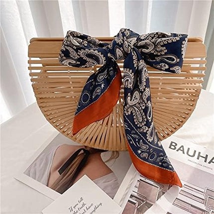 ANDANTINO 100% Real Mulberry Silk Scarf -21'' x 21''- Lightweight Neckerchief –Women Men Small Square Digital Printed Scarves