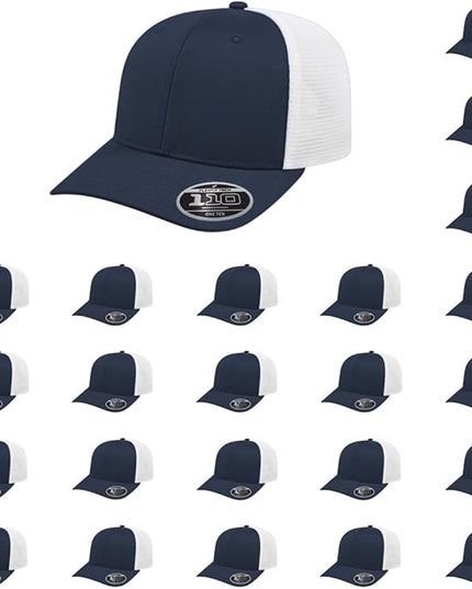 Cap America i8502 Flexfit 110 Premium Mid Profile 6-Panel Mesh Back Trucker Cap Hat w/UV Guard & Adjustable Snapback