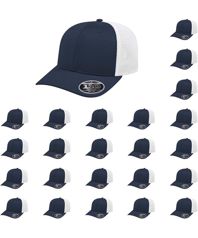 Cap America i8502 Flexfit 110 Premium Mid Profile 6-Panel Mesh Back Trucker Cap Hat w/UV Guard & Adjustable Snapback