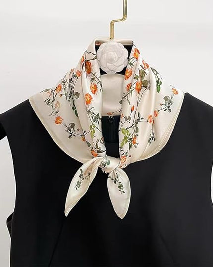 ANDANTINO 100% Real Mulberry Silk Scarf -21'' x 21''- Lightweight Neckerchief –Women Men Small Square Digital Printed Scarves