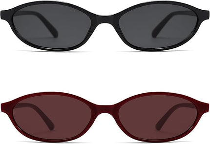 Retro Oval Cat Eye Sunglasses for Women Y2k Trendy Narrow Sunnies Designer Sun Glasses AR82253