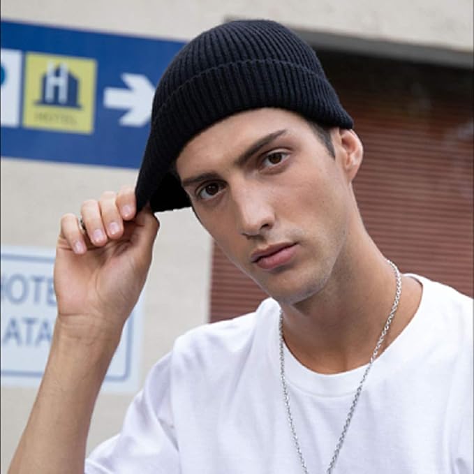 MaxNova Knit Cuff Short Fisherman Beanie for Men Women Warm Hats