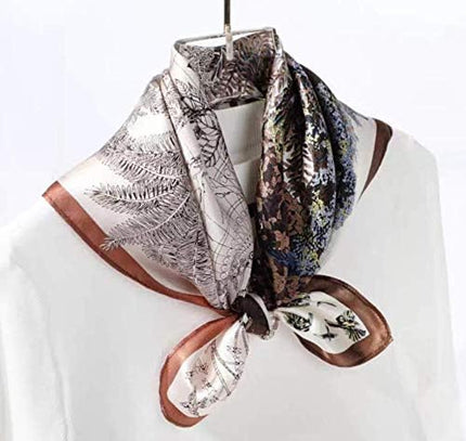 ANDANTINO 100% Real Mulberry Silk Scarf -21'' x 21''- Lightweight Neckerchief –Women Men Small Square Digital Printed Scarves