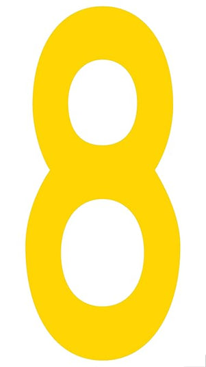 Mighty Line 8 Number Floor Markers Decal Stickers Tape, Large Die Cut Outs, Heavy-Duty, Peel and Stick Adhesive, Industrial Quality, 4.5"x10", Pack of 10