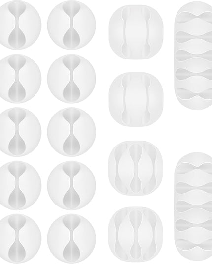 Shintop Cable Clips, 16 Pack White Cord Holder Adhesive Cable Organizer Wire Holder for Organizing Phones Chargers Desk Nightstand Car