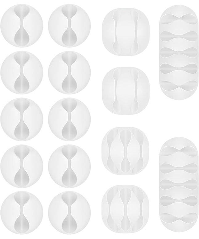 Shintop Cable Clips, 16 Pack White Cord Holder Adhesive Cable Organizer Wire Holder for Organizing Phones Chargers Desk Nightstand Car