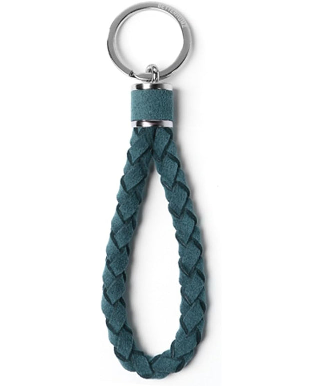 BETTERHUMZ Leather Key Fob Car Weave Keychain Ring Woven Strap Braided Key Chain for Alcantara Accessories