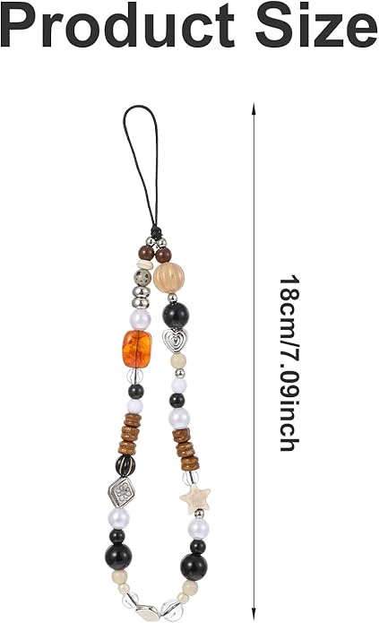 Cell Phone Charm Wrist Strap, Cute Camera Strap Beaded Chain, Lanyard Wrist Keychain Brown Charm & Bag Charms Brown Keychain, Lanyard for Keys Purse