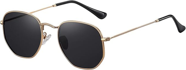 MEETSUN Polarized Hexagon Sunglasses for Women Men Polygon Square Sun Glasses UV400 Protection Metal Frame
