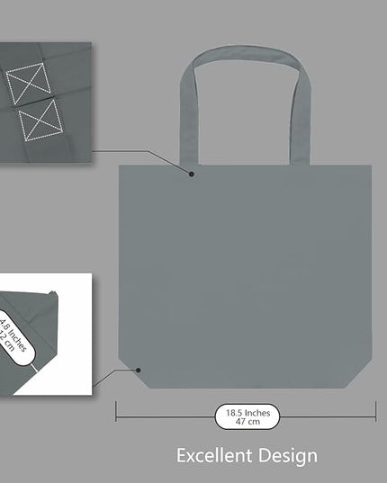 TOPDesign 1-Pack Super Strong Large 12oz Cotton Canvas Tote Bag, Reusable Grocery Shopping Cloth Bag, Fashionable Two-Tone Tote for Crafts, DIY Your Creative Designs