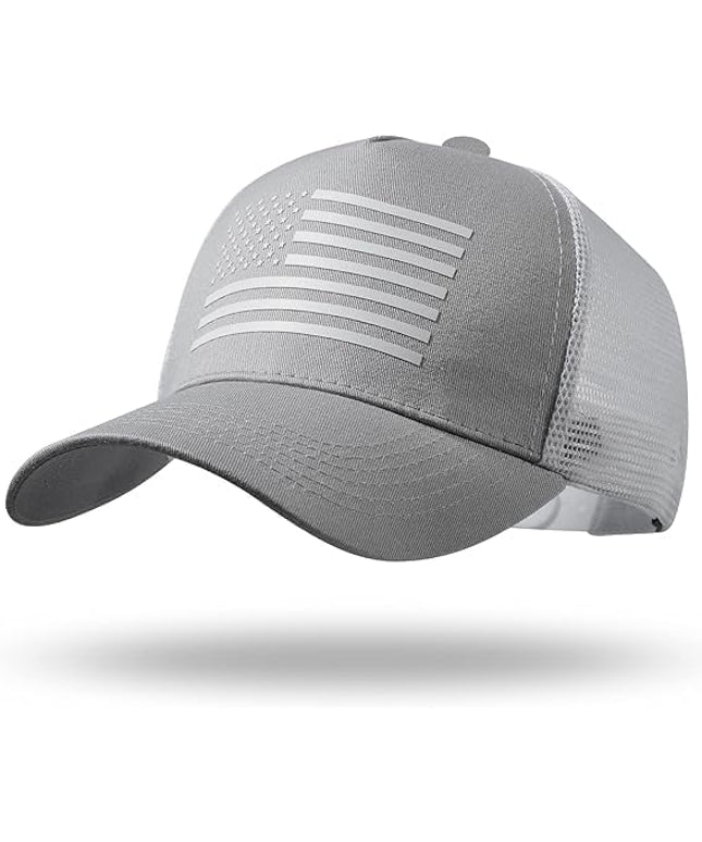 American Flag Trucker Hat - Snapback Hat, Baseball Cap for Men Women - Breathable Mesh Side, Adjustable Fit - for Casual Wear