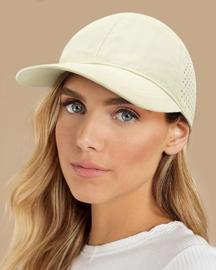 Xinveen Quick Dry Baseball Cap Curved Brim Snapback Hat Laser Cut Mesh Ball Cap Golf Ball Cap for Men Women