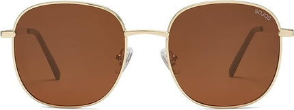 SOJOS Classic Trendy Square Sunglasses for Women Men Cute Big Frame Gold Shades SJ1137