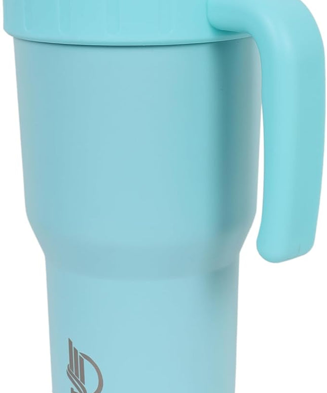 40 Oz Tumbler with Handle & Straw Lid, Insulated Stainless Steel Vacuum Flask, Double Wall Thermal Car Cup for Hot & Cold Drinks, Leak Proof, BPA Free (Light sky Blue)