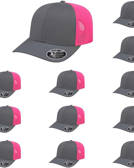 Cap America i8502 Flexfit 110 Premium Mid Profile 6-Panel Mesh Back Trucker Cap Hat w/UV Guard & Adjustable Snapback