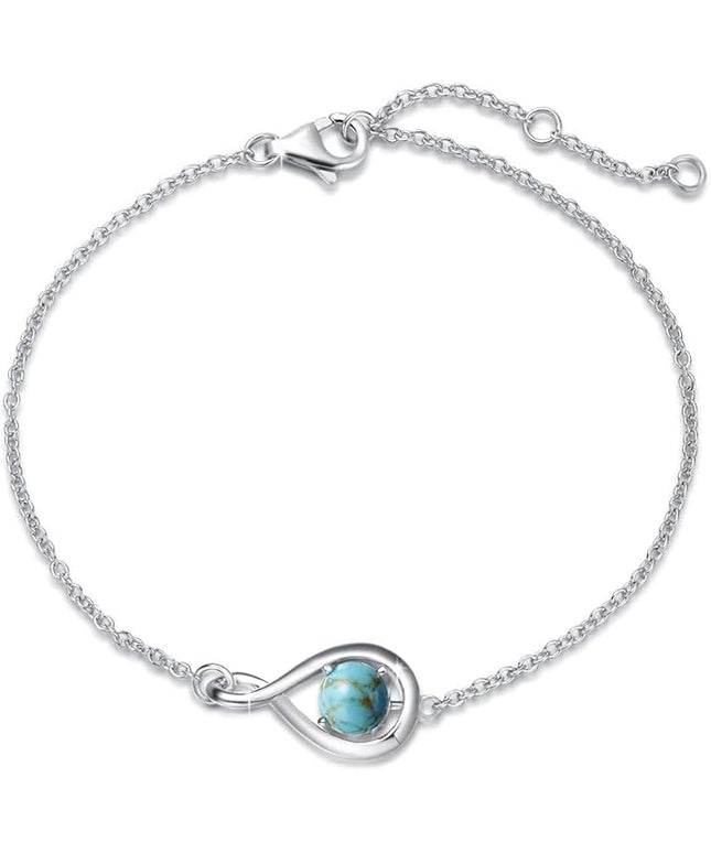 FANCIME Love Bracelet 925 Sterling Silver Infinity Birthstone Bracelets for Women Fine Jewelry Birthday Christmas Gifts for Her Mom Wife, Chain Length 6.7"+1.2" Extend