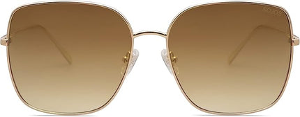 SOJOS Trendy Oversized Square Metal Frame Sunglasses for Women Men Retro Big Flat Lens UV Protection Sunglasses SJ1146