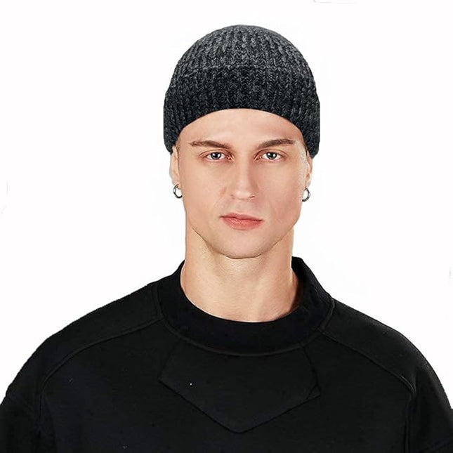 ROYBENS Swag Wool Knit Cuff Short Fisherman Beanie for Men Women, Winter Warm Hats
