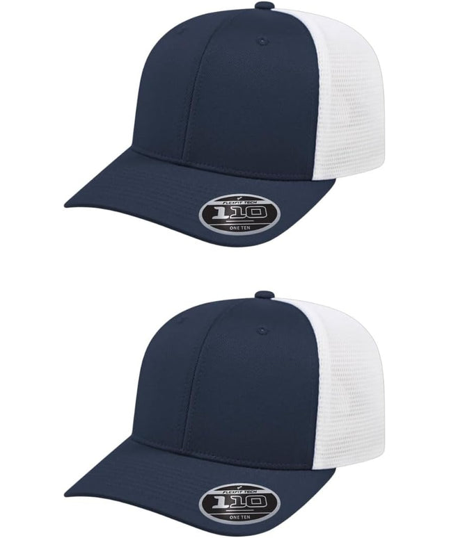 Cap America i8502 Flexfit 110 Premium Mid Profile 6-Panel Mesh Back Trucker Cap Hat w/UV Guard & Adjustable Snapback
