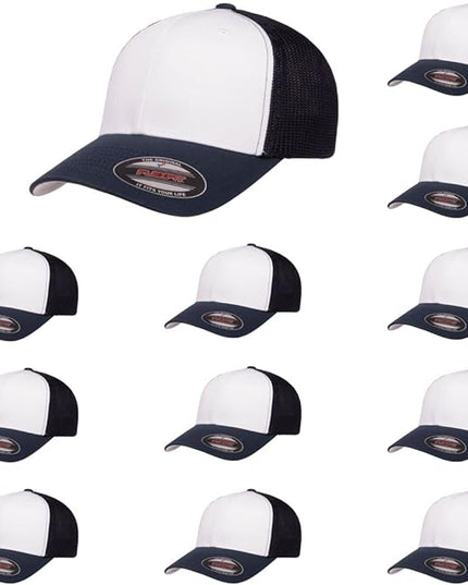 Flexfit 6511 Fitted Mid-Profile Stretchable Mesh Panels Trucker Cap | Bulk Pack Available