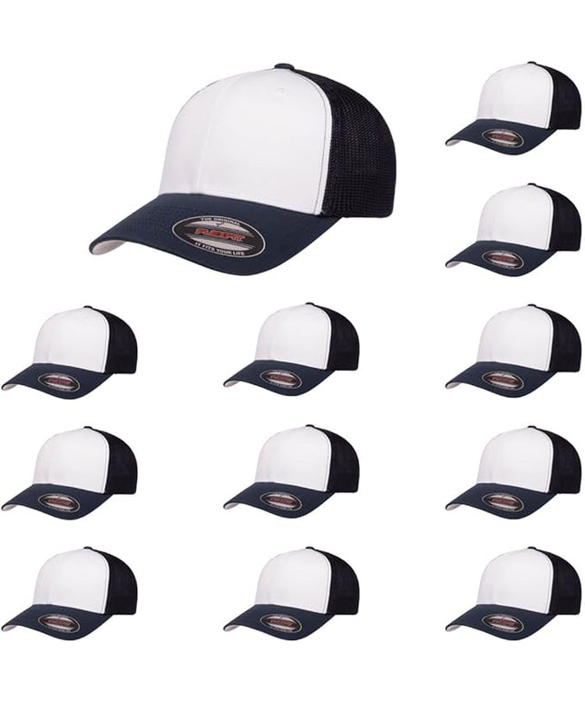 Flexfit 6511 Fitted Mid-Profile Stretchable Mesh Panels Trucker Cap | Bulk Pack Available