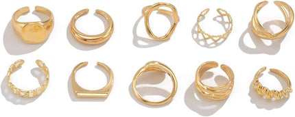Chunky Rings for Women Adjustable Thick Rings Set Trendy Statement Stackable Ring for Women Chunky Jewlery Irregular Dome Flower Finger Knkuckle Thumb Ring