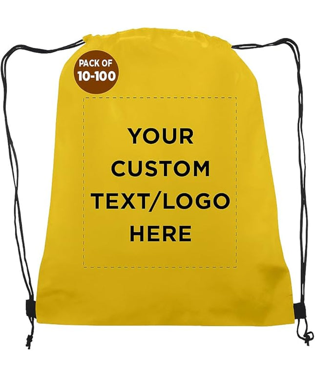 DISCOUNT PROMOS Custom Non-Woven Drawstring Backpacks Set of 10/50/100, Personalized Bulk Pack