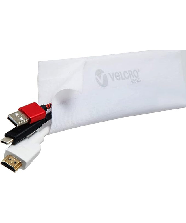 VELCRO Brand Mountable Cable Management Sleeve | Cord Hider Mounts on Walls or Desk | Pefect Wire Organizer for Home or Office | Removable Damage Free Adhesive | 12in White, 2pk, 12in - 2Pk