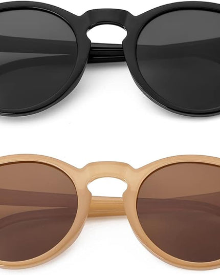 Gleyemor Vintage Polarized Sunglasses for Men Round Sunglasses UV400 Protection Retro Hand-crafted Acetate Frame